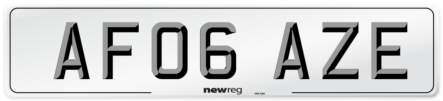 AF06 AZE Number Plate from New Reg